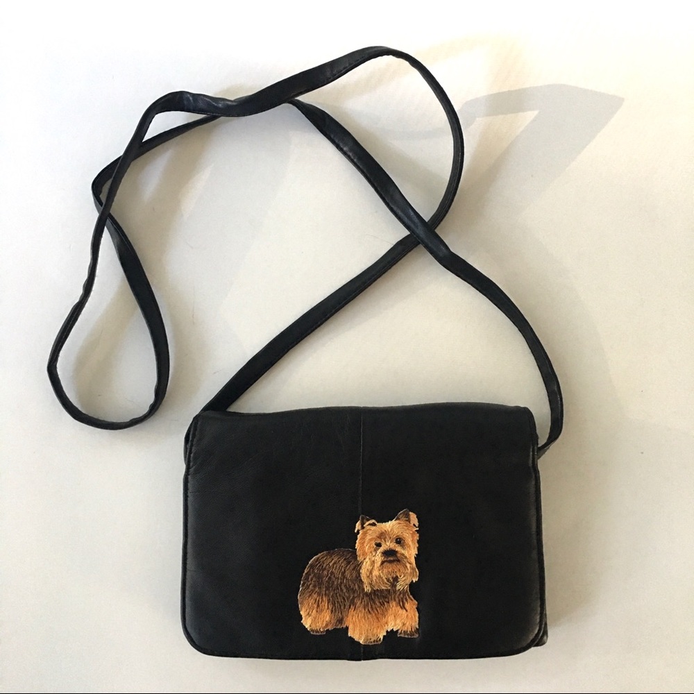 YORKIE Super Soft Black Leather-like Feel Crossbody Purse Bag